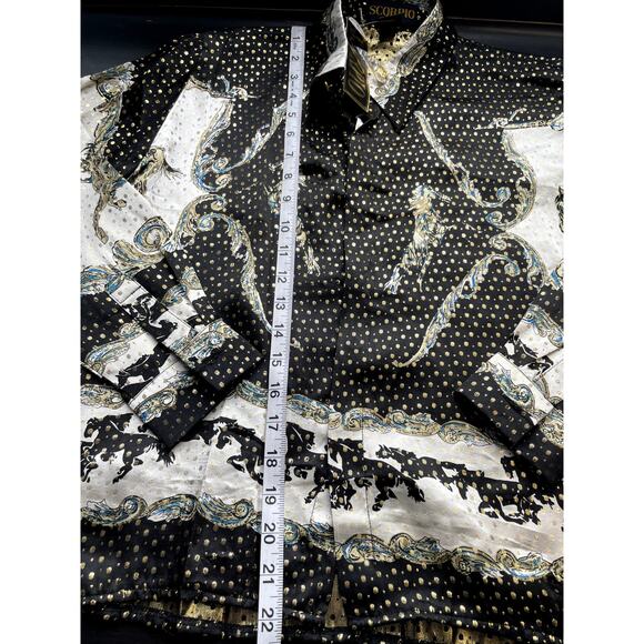 NWT SCORPIO Western Print Silk Blend Button Down Blouse SIze XL - Picture 4 of 7